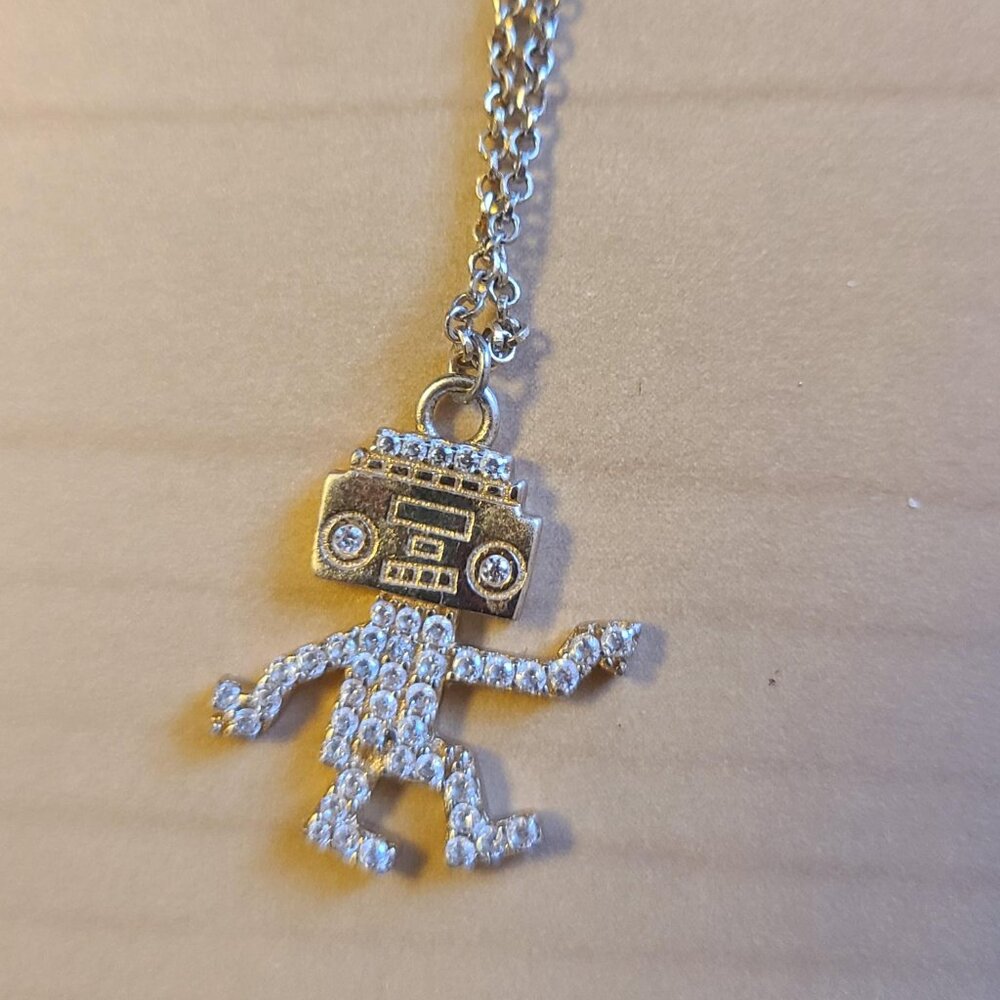 APM Monaco Crystal Dancing Robot Necklace